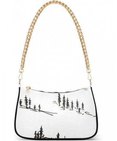 Handbags Shoulder Bag Womens Tote Clutch Purses Silhouette Pine Trees Satchel Bags for Women $12.30 Satchels