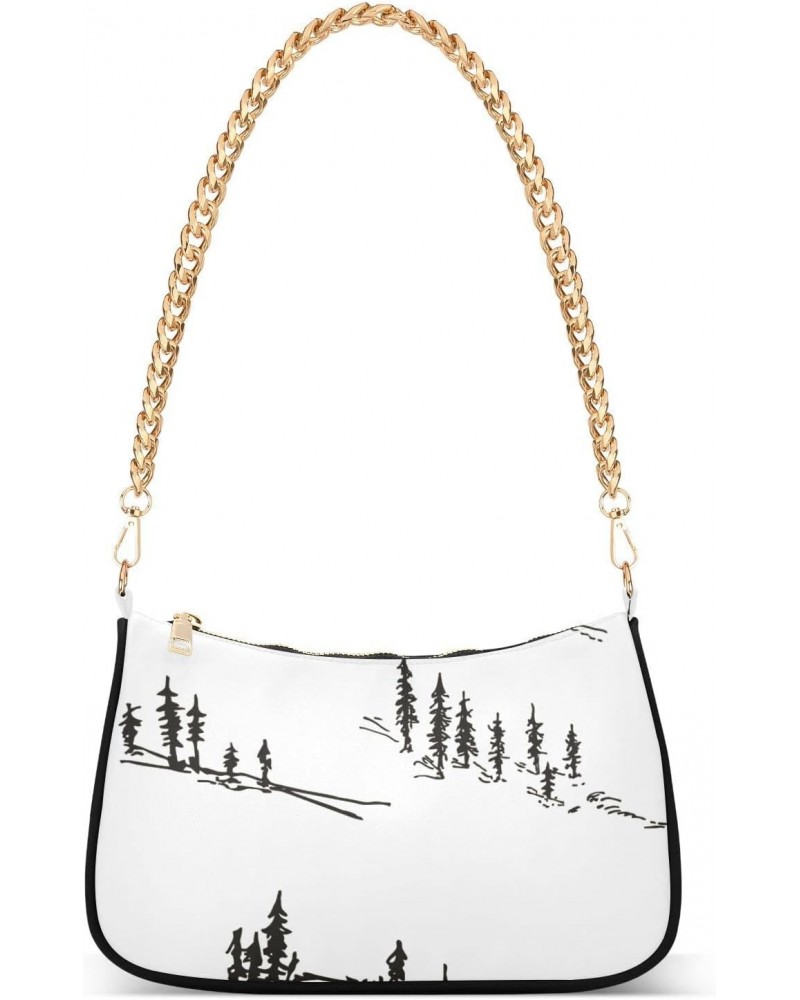 Handbags Shoulder Bag Womens Tote Clutch Purses Silhouette Pine Trees Satchel Bags for Women $12.30 Satchels