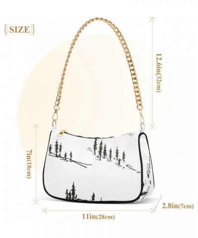 Handbags Shoulder Bag Womens Tote Clutch Purses Silhouette Pine Trees Satchel Bags for Women $12.30 Satchels