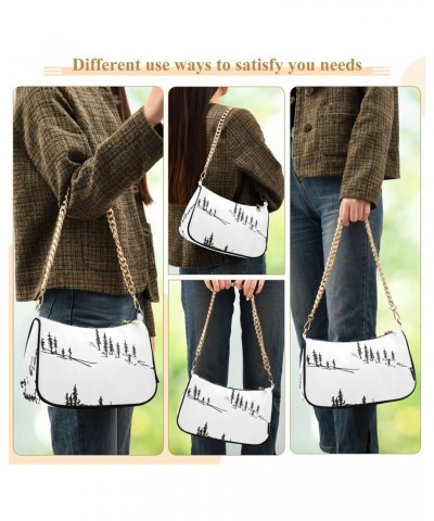 Handbags Shoulder Bag Womens Tote Clutch Purses Silhouette Pine Trees Satchel Bags for Women $12.30 Satchels