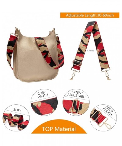 Women Crossbody Handbag Retro Vegan Leather Messenger Bag with Romovable Leopard Shoulder Strap Strap Gold-red $8.82 Crossbod...