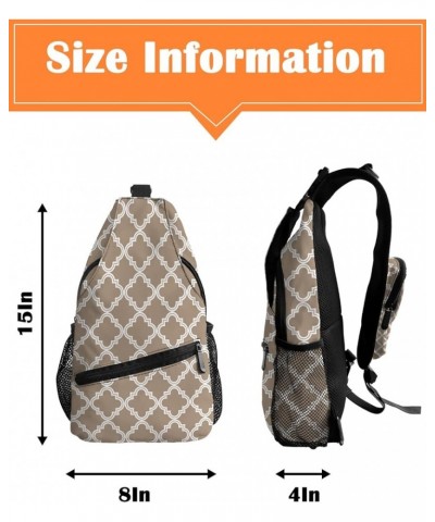 Sling Bag Crossbody Bag for Women Men Beige Moroccan Pattern Geometric Waterproof Hiking Backpack Lightweight Chest Shoulder ...