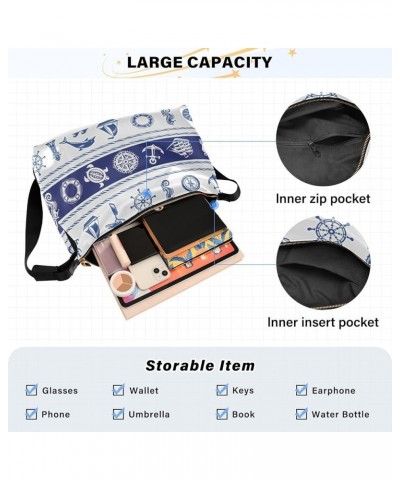 Crossbody Purses Vibrant Cool Leaves Pattern Men Zipper Bag Leather Women Shoulder Bags Borders Nautical Sea Symbols $13.16 H...