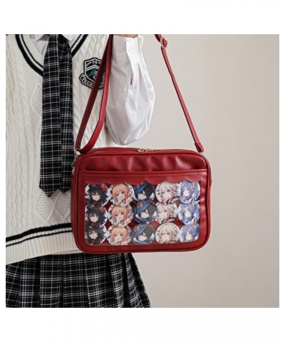 Kawaii Single Shoulder Crossbody Bag Clear Ita bag Y2k handbag Aesthetic Cute Crossbody Bag (Pink) Red $21.79 Totes