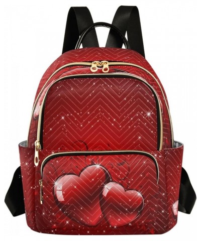 Fashion Backpack Mini Backpack Purse Casual Daily Backpack Valentines Glitters Love Hearts for Travel for College Work Medium...