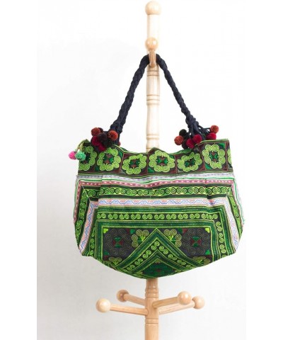 Handmade Tote Bag, Hmong Tribes Embroidered Beach Bag, Large Size Diamond Green $20.16 Shoulder Bags