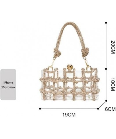 Transparent acrylic box small square bag banquet rhinestone shiny not working mobile phone armpit bag suitable for weddings B...