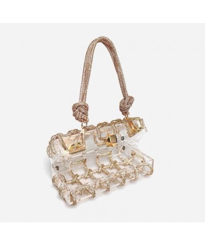 Transparent acrylic box small square bag banquet rhinestone shiny not working mobile phone armpit bag suitable for weddings B...