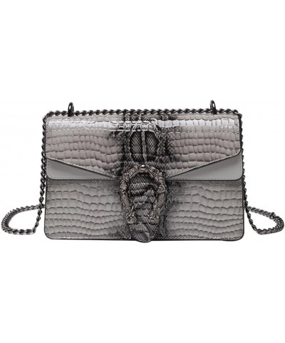 Women Small Satchel Bag Classic Snake Printed PU Leather Shoulder Purse Crossbody Bag with Chain C-grey $22.63 Satchels