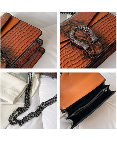 Women Small Satchel Bag Classic Snake Printed PU Leather Shoulder Purse Crossbody Bag with Chain C-grey $22.63 Satchels