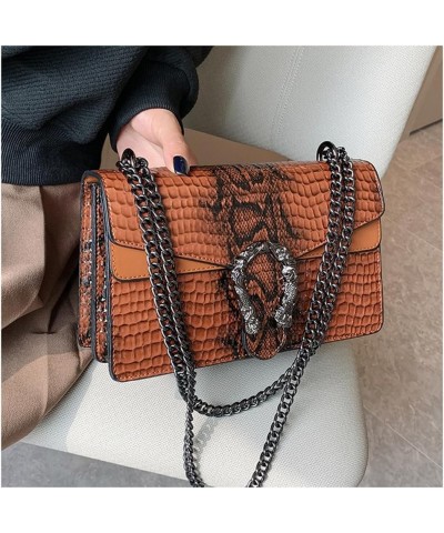 Women Small Satchel Bag Classic Snake Printed PU Leather Shoulder Purse Crossbody Bag with Chain C-grey $22.63 Satchels