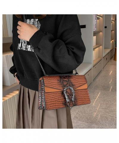 Women Small Satchel Bag Classic Snake Printed PU Leather Shoulder Purse Crossbody Bag with Chain C-grey $22.63 Satchels