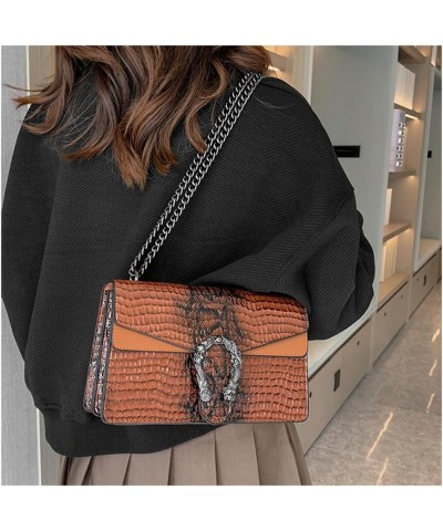 Women Small Satchel Bag Classic Snake Printed PU Leather Shoulder Purse Crossbody Bag with Chain C-grey $22.63 Satchels