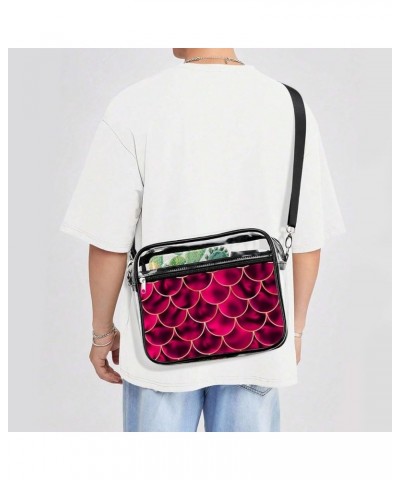 Fish Scale Shine Texture Clear Crossbody Shoulder Purse Bag for Men Women, Stadium Clear Messenger Bag Style $10.50 Crossbody...