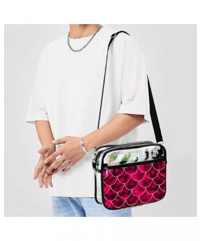 Fish Scale Shine Texture Clear Crossbody Shoulder Purse Bag for Men Women, Stadium Clear Messenger Bag Style $10.50 Crossbody...