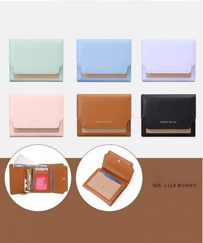 Trifold Short Leather Wallet for Women, Slim Credit Card Holder Coin Purse, Blue Blue $23.82 Totes