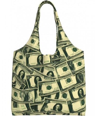 Many Cartoon Dollars Extra Large Capacity Shoulder Canvas Bag For Shopping Travel Daily Use $17.21 Totes