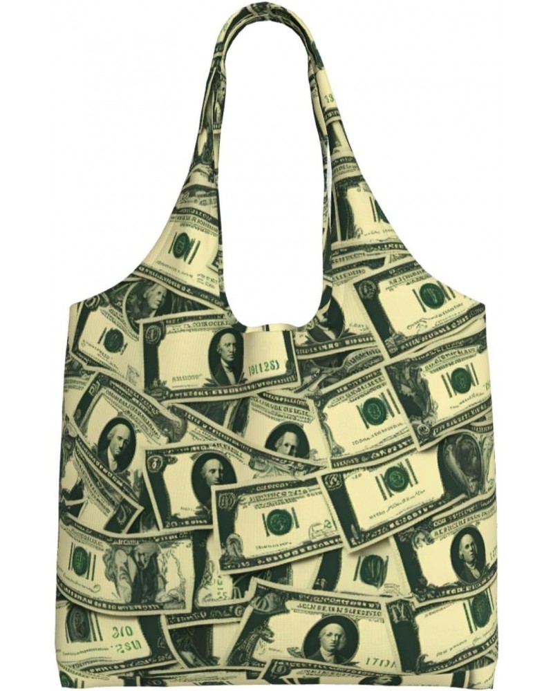 Many Cartoon Dollars Extra Large Capacity Shoulder Canvas Bag For Shopping Travel Daily Use $17.21 Totes