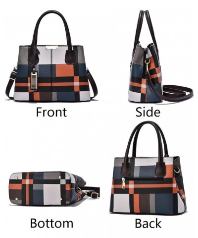 Top-handle Handbags Tote for Women PU Leather Purse Satchel Checkered Grain Crossbody Shoulder Bag Coffee $21.27 Satchels