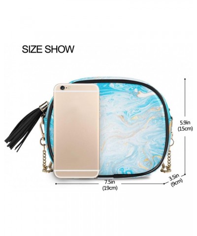 Women's Blue Swirls Marble Ripples Agate Crossbody Bag Fashion Purses Bag Cross Body Bag Shoulder Handbag with Adjustable Cha...