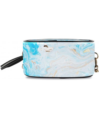 Women's Blue Swirls Marble Ripples Agate Crossbody Bag Fashion Purses Bag Cross Body Bag Shoulder Handbag with Adjustable Cha...