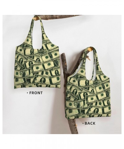 Many Cartoon Dollars Extra Large Capacity Shoulder Canvas Bag For Shopping Travel Daily Use $17.21 Totes