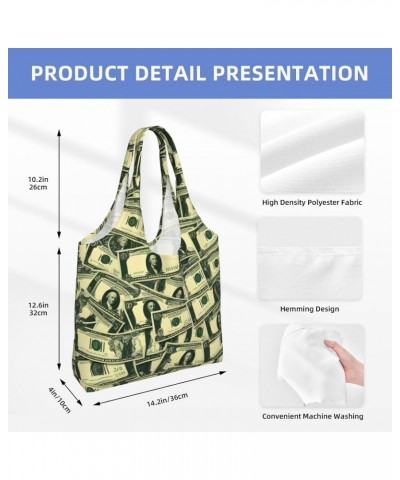 Many Cartoon Dollars Extra Large Capacity Shoulder Canvas Bag For Shopping Travel Daily Use $17.21 Totes