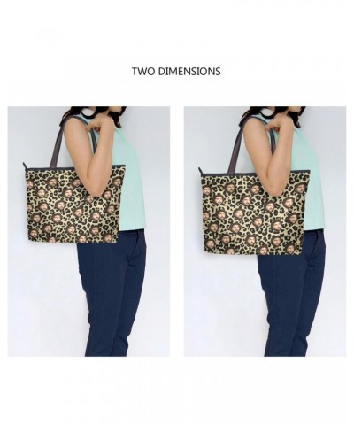 Womens Tote Bag, Leopard Ladies Zip Shoulder Handbags $11.28 Shoulder Bags