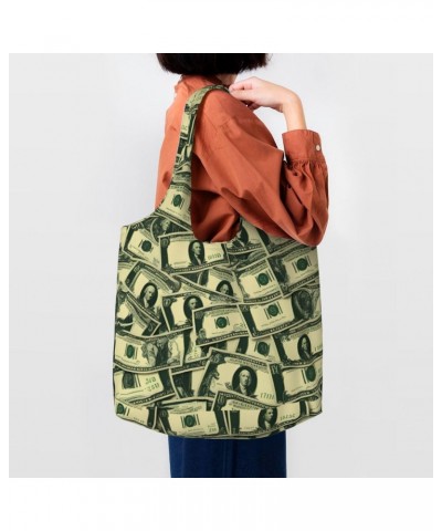 Many Cartoon Dollars Extra Large Capacity Shoulder Canvas Bag For Shopping Travel Daily Use $17.21 Totes