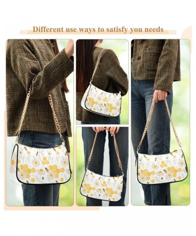 Small Chain Shoulder Bag for Women Honey Bee Flower Hobo Handbags Tote Clutch Bag Ladies Crossbody Bag Purse with Zipper $12....