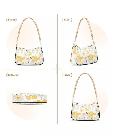 Small Chain Shoulder Bag for Women Honey Bee Flower Hobo Handbags Tote Clutch Bag Ladies Crossbody Bag Purse with Zipper $12....