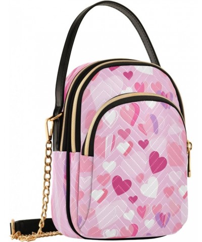 Valentine's Pink Heart Crossbody Handbags for Women Casual Leather Shoulder Phone Purse $14.03 Crossbody Bags