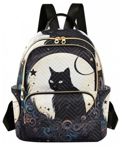 Cute Black Cat Quilted Backpack for Women Small Fashion Backpack Travel Backpack Purse Cute Black Cat Medium $15.39 Backpacks