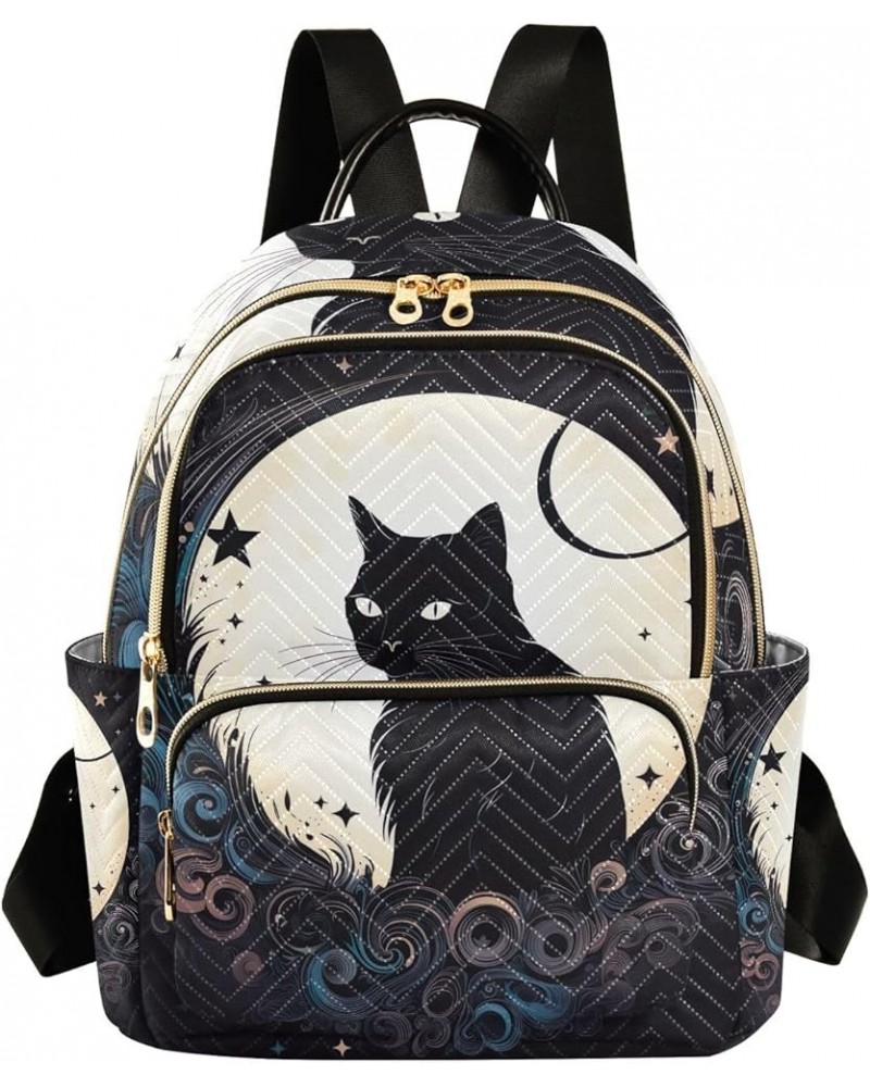 Cute Black Cat Quilted Backpack for Women Small Fashion Backpack Travel Backpack Purse Cute Black Cat Medium $15.39 Backpacks