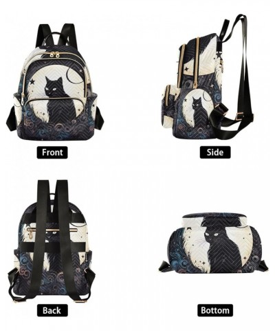 Cute Black Cat Quilted Backpack for Women Small Fashion Backpack Travel Backpack Purse Cute Black Cat Medium $15.39 Backpacks