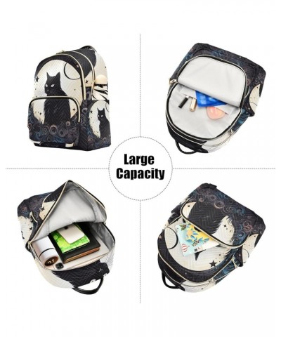 Cute Black Cat Quilted Backpack for Women Small Fashion Backpack Travel Backpack Purse Cute Black Cat Medium $15.39 Backpacks