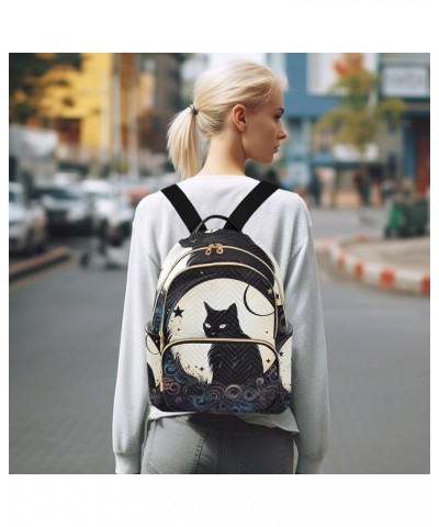 Cute Black Cat Quilted Backpack for Women Small Fashion Backpack Travel Backpack Purse Cute Black Cat Medium $15.39 Backpacks