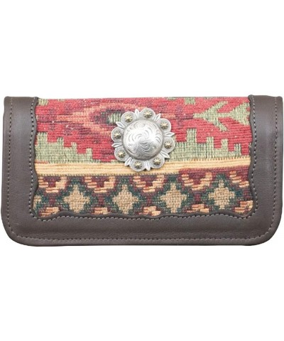 Ladies' Leather Tri-Fold Wallet - Billfold for Women 7.5*4.25 Brown - Tooled Leaves $43.24 Wallets