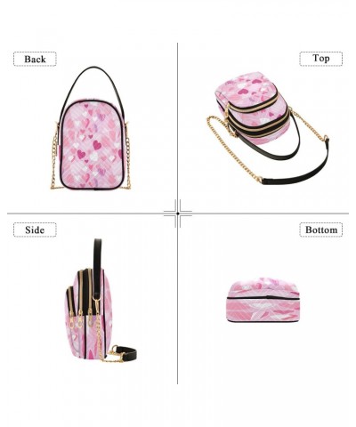 Valentine's Pink Heart Crossbody Handbags for Women Casual Leather Shoulder Phone Purse $14.03 Crossbody Bags