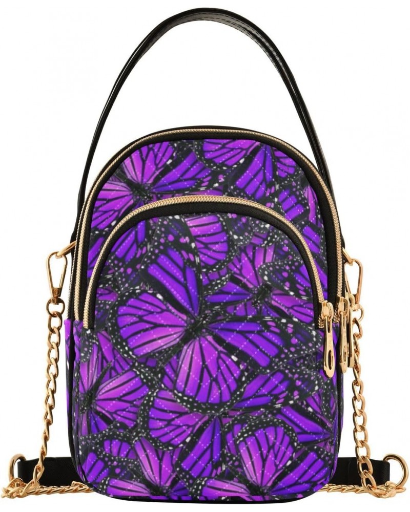 Cell Phone Purse Butterfly Purple Crossbody Handbag Durable Shoulder Bag Sturdy Travel Pouch Compact Chic Bag for Women Every...