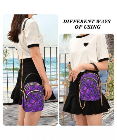 Cell Phone Purse Butterfly Purple Crossbody Handbag Durable Shoulder Bag Sturdy Travel Pouch Compact Chic Bag for Women Every...