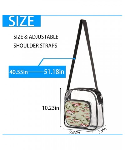 Happy Camper Car Theme Clear Crossbody Bag Clear Messenger Bag Shoulder Bags Clear Purse Stadium Approved Vintage Flower Plan...