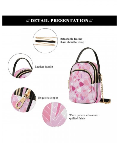 Valentine's Pink Heart Crossbody Handbags for Women Casual Leather Shoulder Phone Purse $14.03 Crossbody Bags