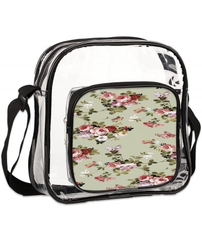 Happy Camper Car Theme Clear Crossbody Bag Clear Messenger Bag Shoulder Bags Clear Purse Stadium Approved Vintage Flower Plan...