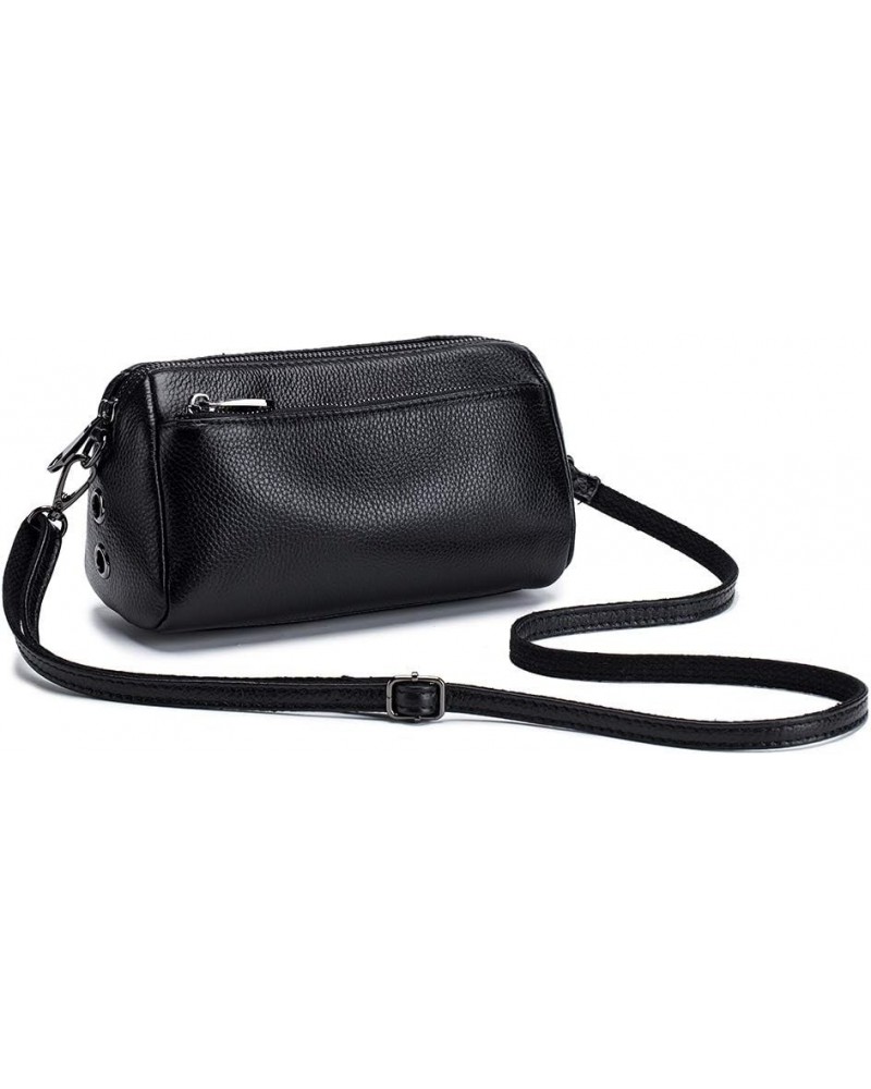 Small Leather Crossbody Bag, Zipper Clutch Phone Shoulder Wristlet Wallet Clutch Purse for Women Z Black-1 $20.99 Clutches