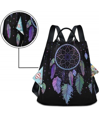 Cyan Mint Marble Backpack Purse for Women Rucksack Anti Theft Fashion Travel Lightweight Ladies Shoulder Bag Dreamcatcher Bla...