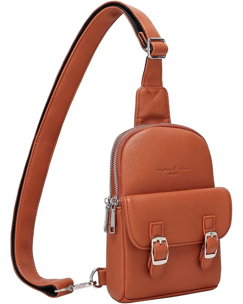 INICAT Small Sling Bag Crossbody Vegan Leather Fanny Packs for Women Women Fashionable Chest Bag for Travel Orange Red $10.50...