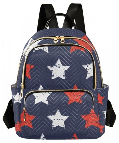 4th of July Women Backpack Grunge Red White Stars Anti-Theft Travel Backpack Lightweight Handbag Roomy Weekend Bag Everyday U...