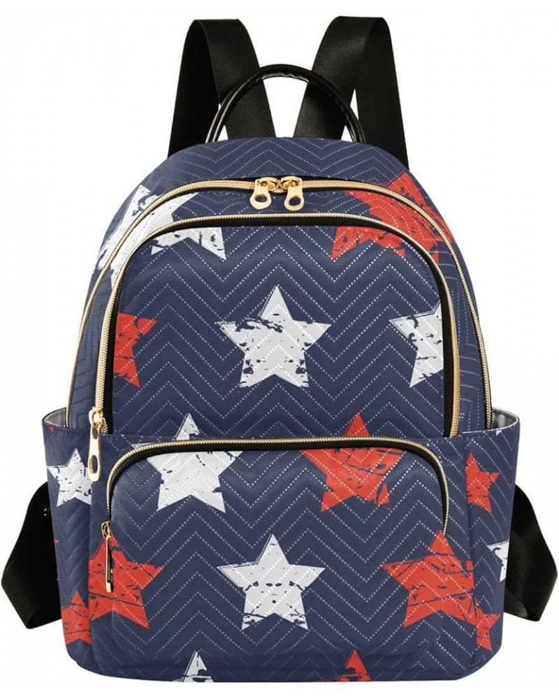 4th of July Women Backpack Grunge Red White Stars Anti-Theft Travel Backpack Lightweight Handbag Roomy Weekend Bag Everyday U...