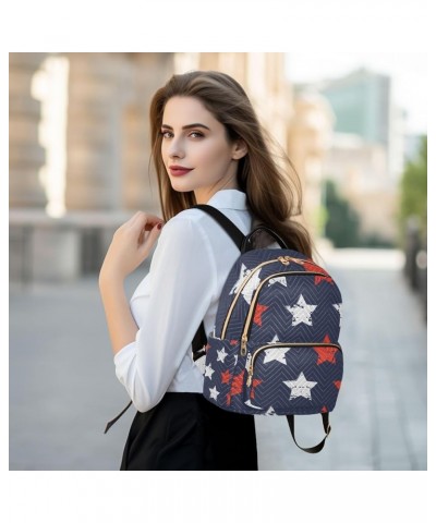 4th of July Women Backpack Grunge Red White Stars Anti-Theft Travel Backpack Lightweight Handbag Roomy Weekend Bag Everyday U...